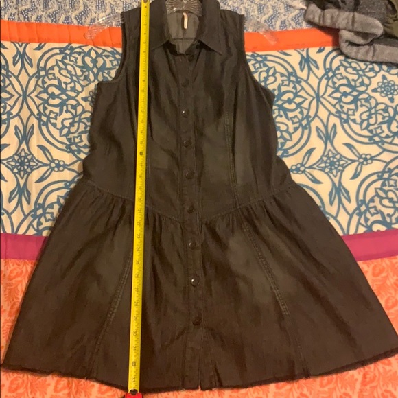 Free People black denim dress with pockets - Picture 5 of 6